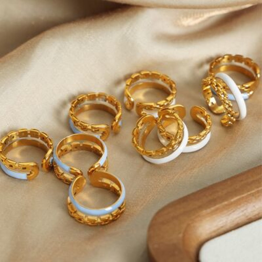 Enamel 18K Gold-Plated Open Ring Clothing