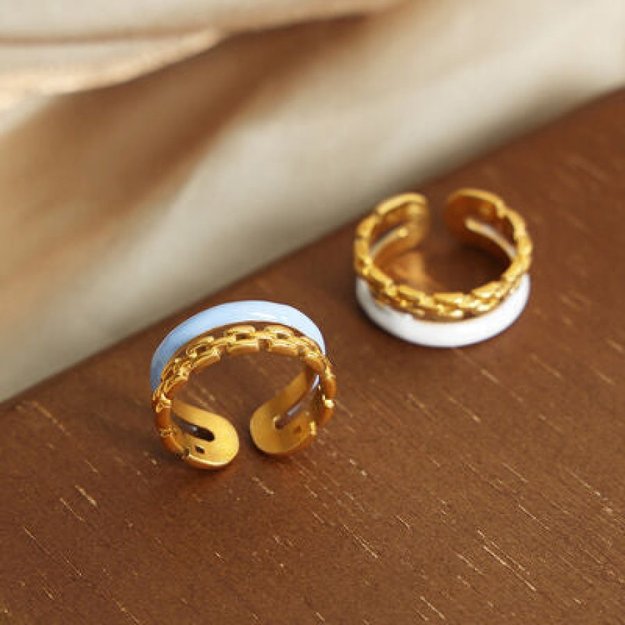 Enamel 18K Gold-Plated Open Ring Clothing