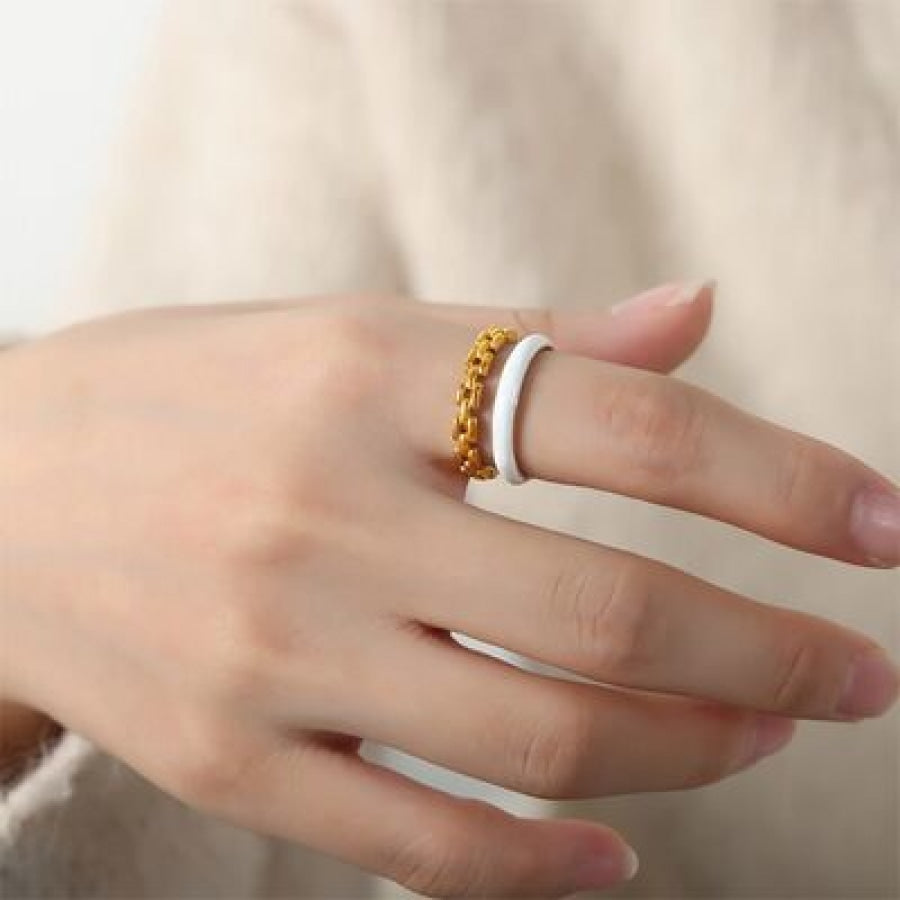 Enamel 18K Gold-Plated Open Ring Clothing