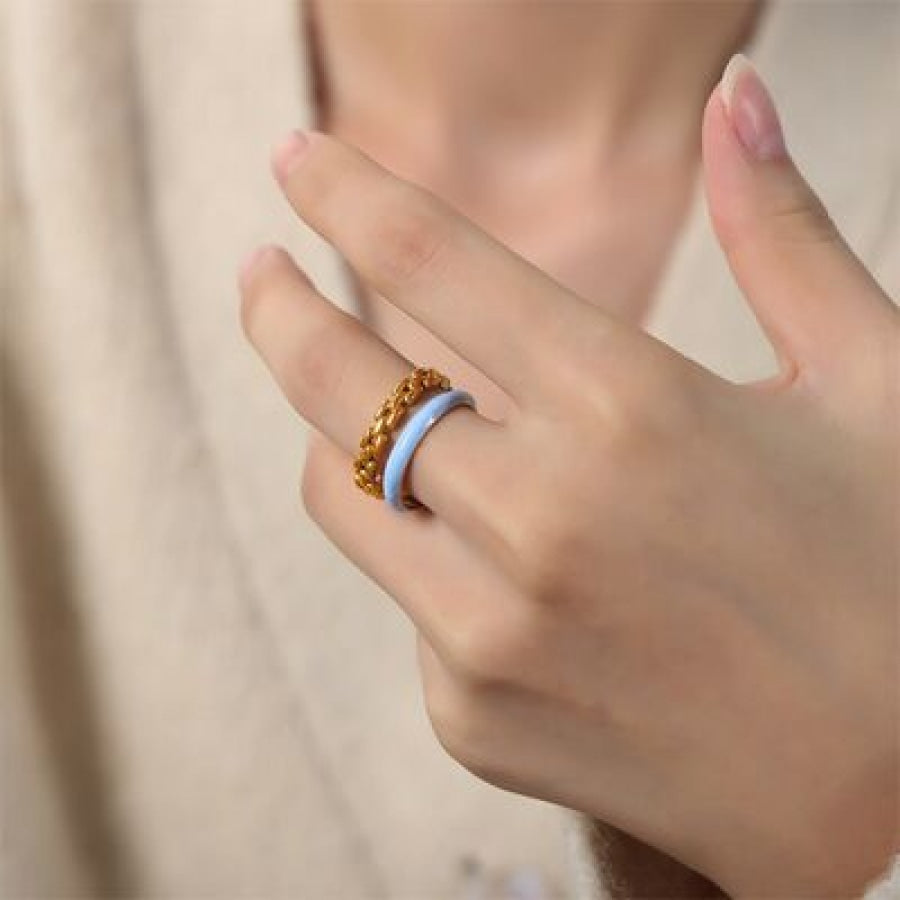 Enamel 18K Gold-Plated Open Ring Clothing