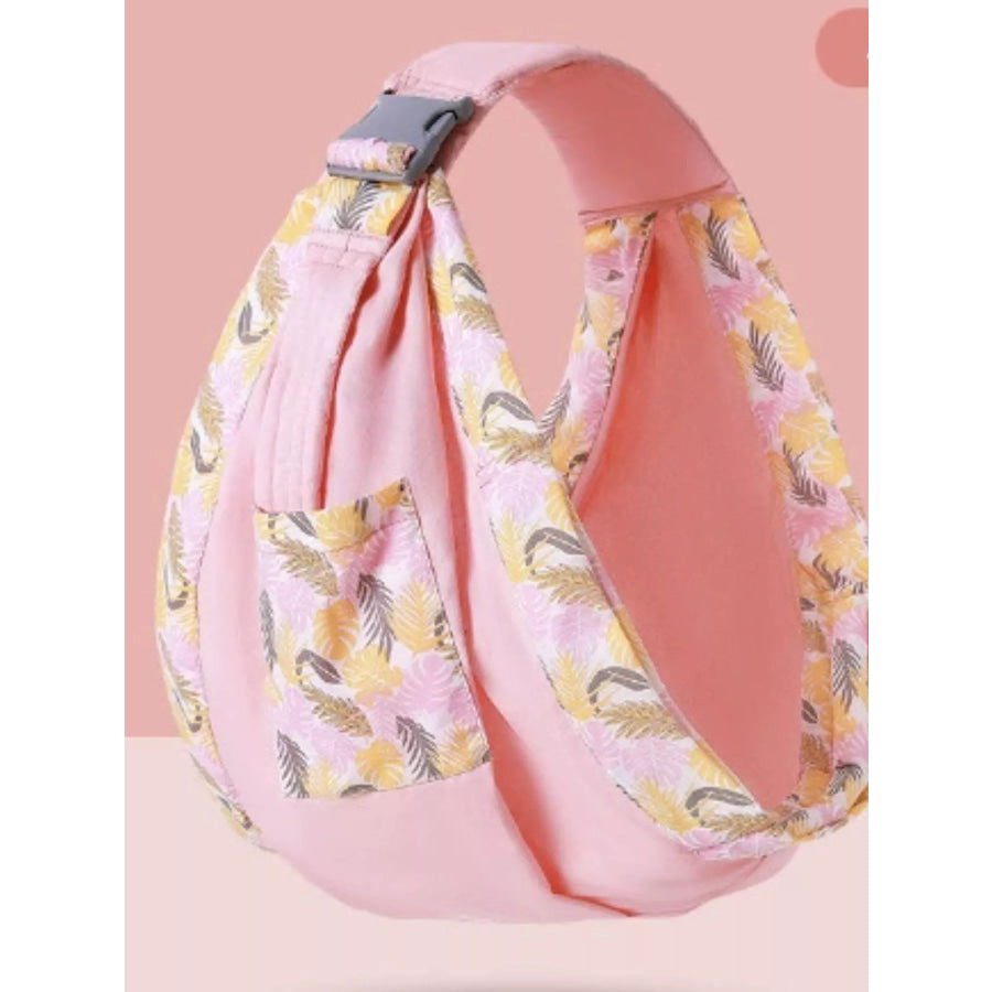 Ergonomic Leaf Print Adjustable Baby Sling Cherry Blossom Powder / One Size Apparel and Accessories