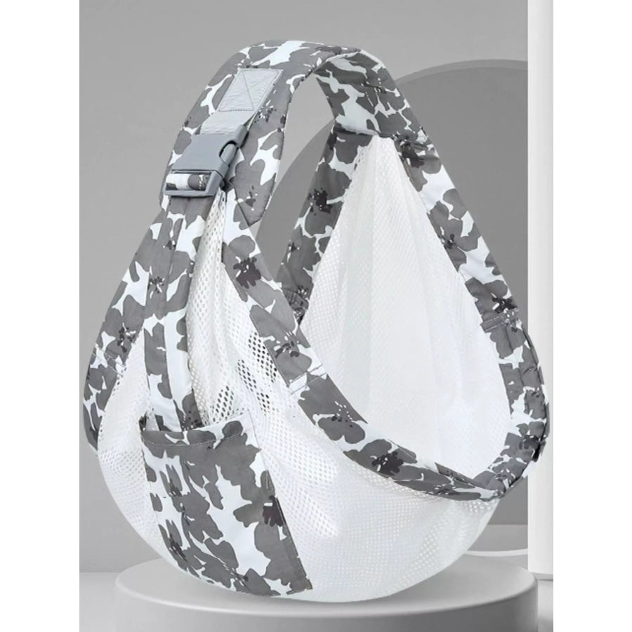 Ergonomic Leaf Print Adjustable Baby Sling Flower Gray Net / One Size Apparel and Accessories