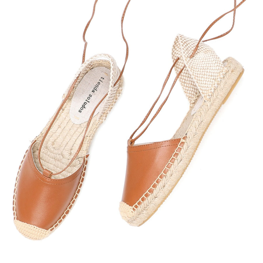Espadrilles Sandals with Closed Toe and Ankle Strap Chocolate / 5 Shoes