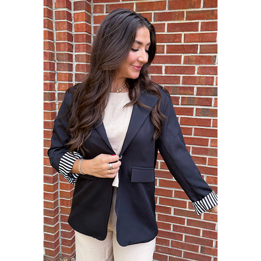 ETA 10/18 - Solid Black Single Button Blazer WS 503 Other Outerwear