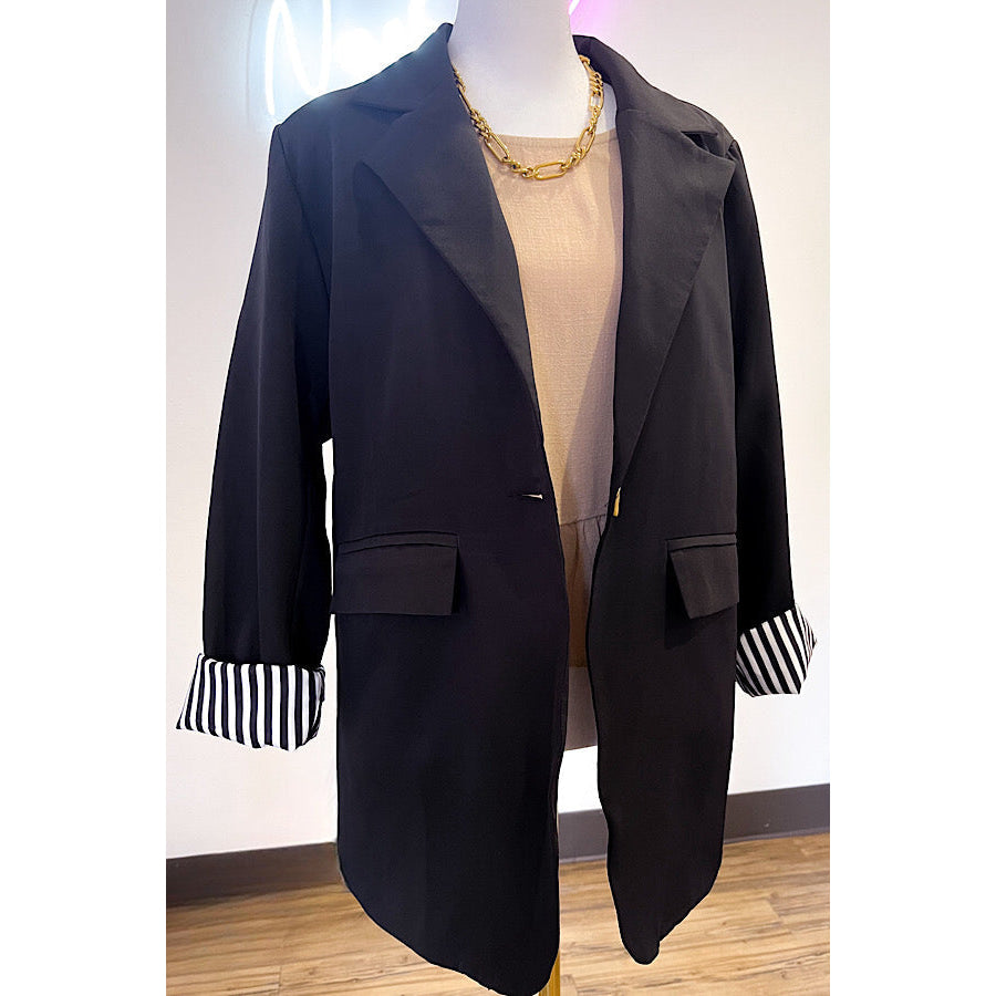 ETA 10/18 - Solid Black Single Button Blazer WS 503 Other Outerwear