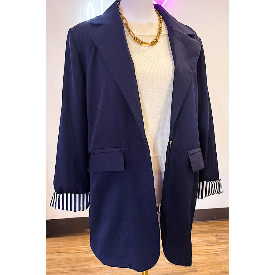 ETA 10/18 - Solid Navy Single Button Blazer WS 503 Other Outerwear