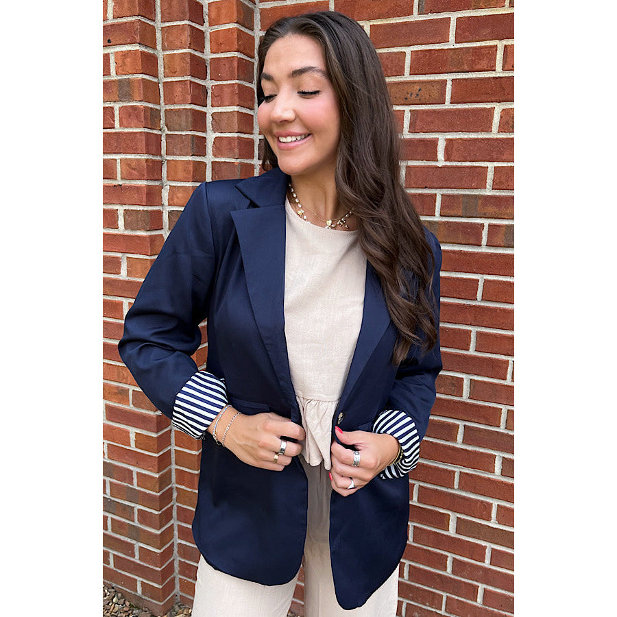 ETA 10/18 - Solid Navy Single Button Blazer WS 503 Other Outerwear