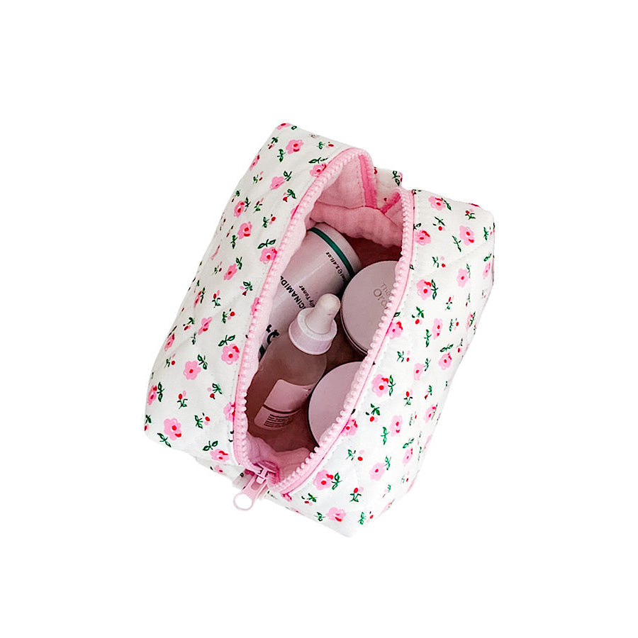 ETA 11/22 - White and Pink Floral Makeup Bag WS 600 Accessories