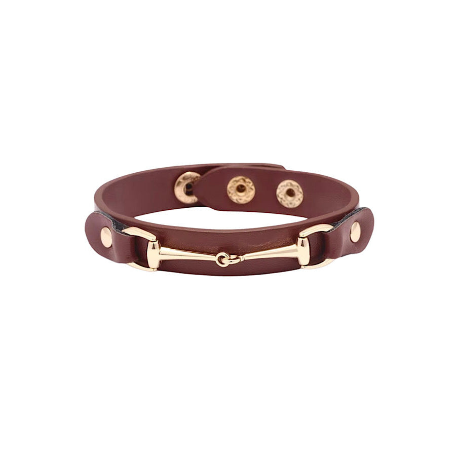 ETA 8/15 - Brown Equestrian Style Leather Bracelet WS 630 Jewelry