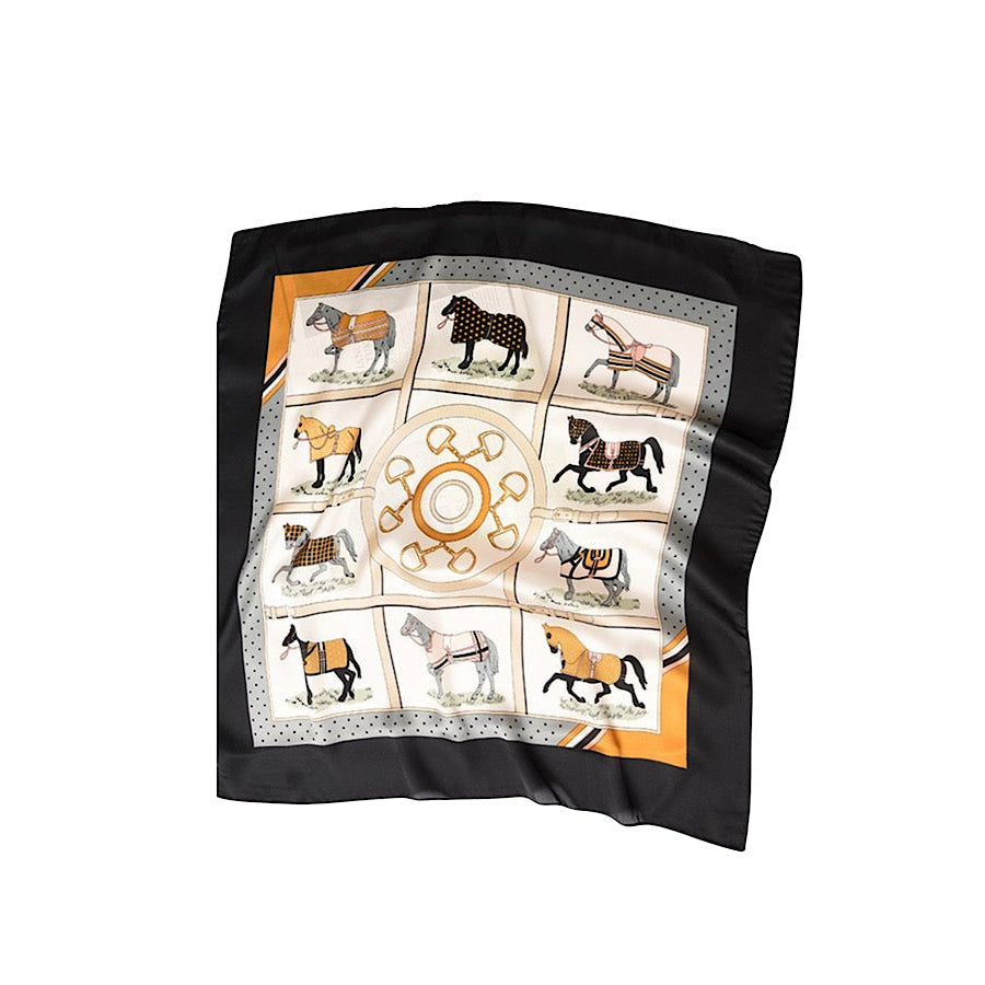 ETA 8/26 - Black Equestrian Satin Scarf WS 600 Accessories