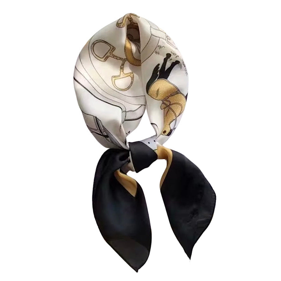 ETA 8/26 - Black Equestrian Satin Scarf WS 600 Accessories