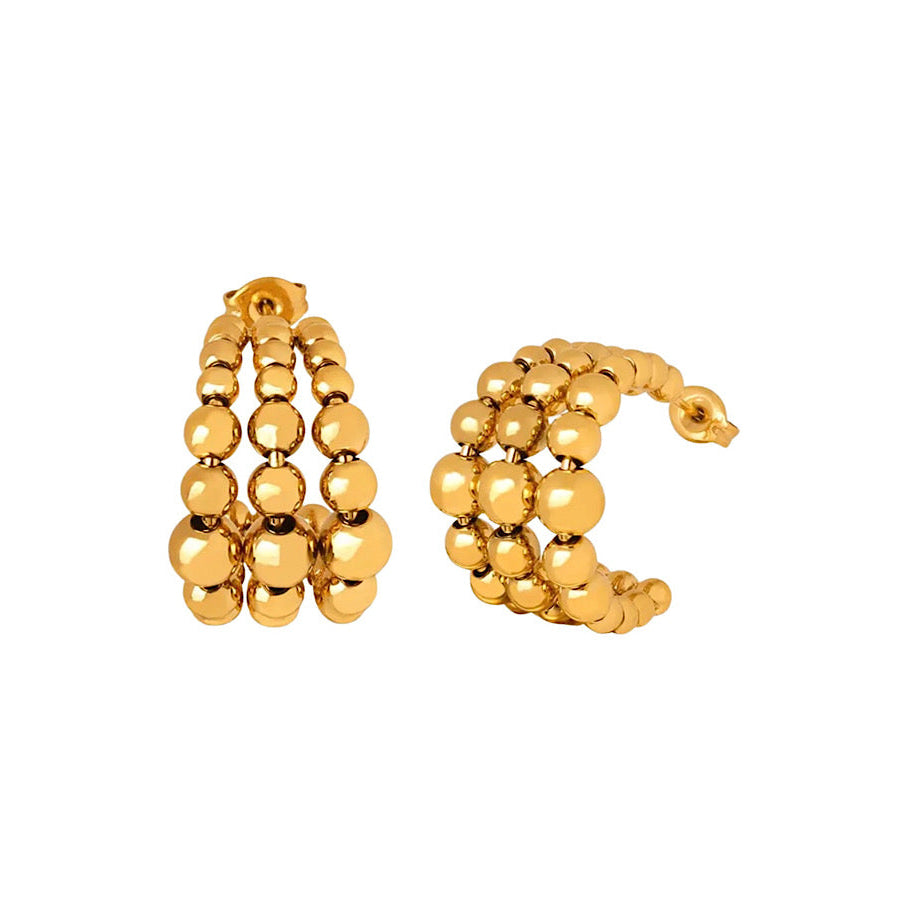 ETA 8/26 - Natural Elements Gold Triple Beaded Earrings WS 630 Jewelry