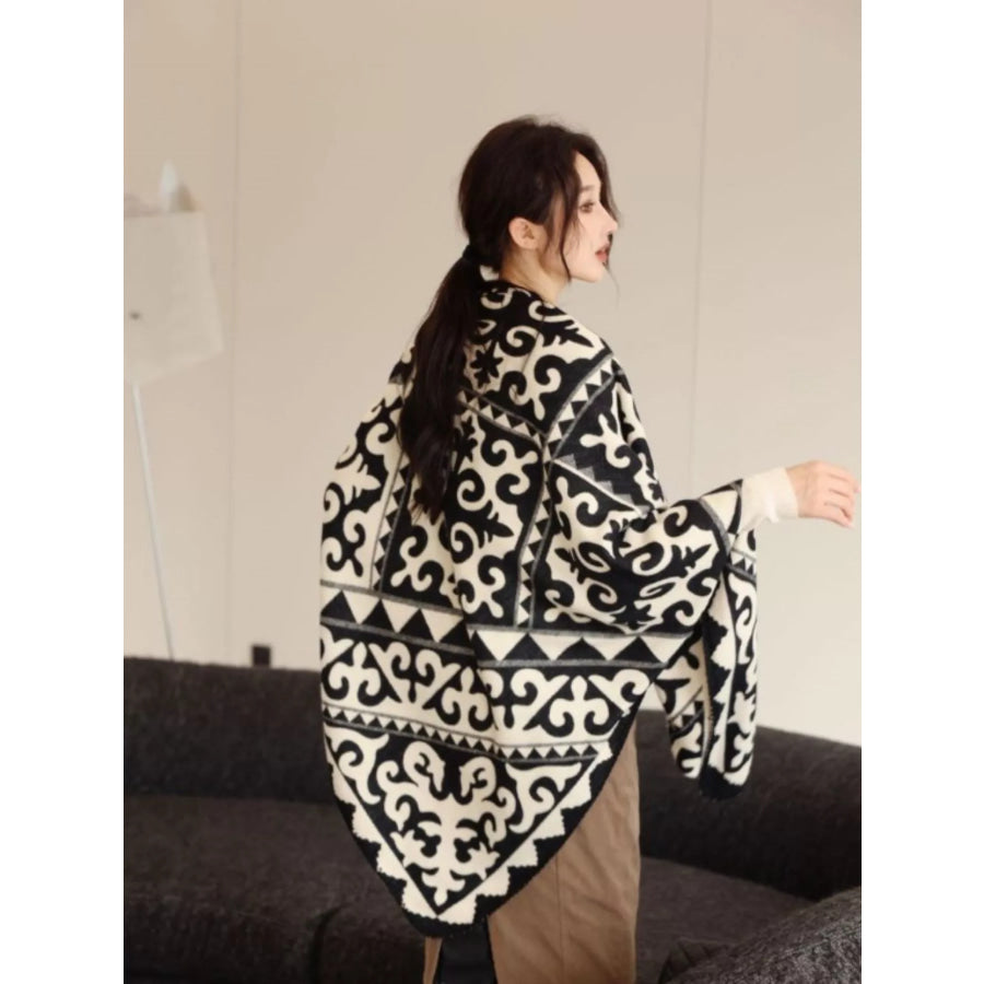 Ethnic Pattern Knitted Shawl Style A / One Size Apparel and Accessories