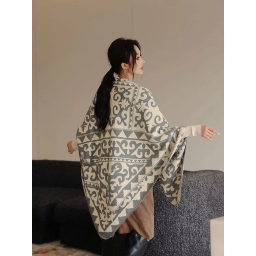 Ethnic Pattern Knitted Shawl Style B / One Size Apparel and Accessories