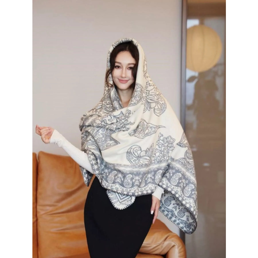 Ethnic Pattern Knitted Shawl Style D / One Size Apparel and Accessories