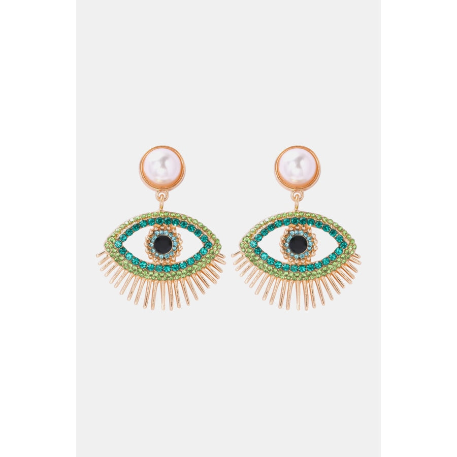 Evil Eye Shape Rhinestone Zinc Alloy Synthetic Dangle Earrings Light Green / One Size