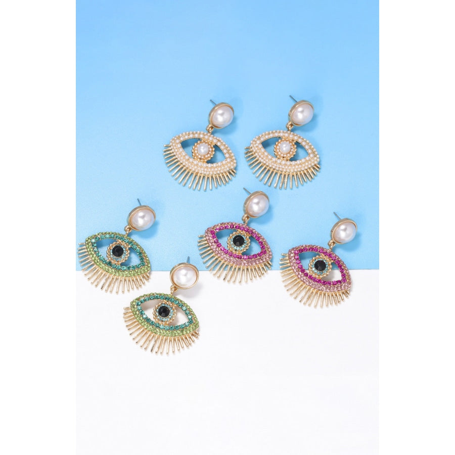 Evil Eye Shape Rhinestone Zinc Alloy Synthetic Dangle Earrings