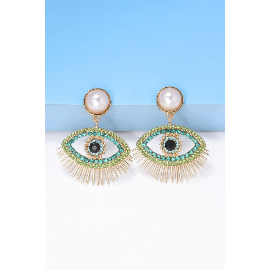 Evil Eye Shape Rhinestone Zinc Alloy Synthetic Dangle Earrings