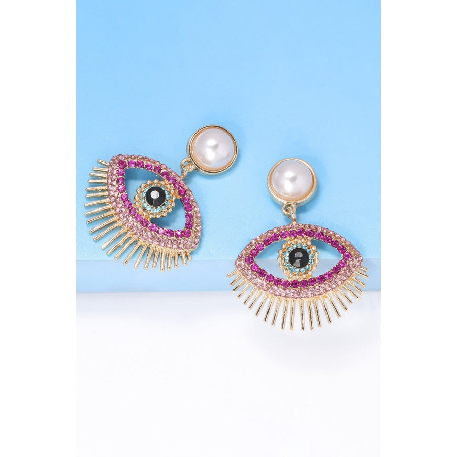 Evil Eye Shape Rhinestone Zinc Alloy Synthetic Dangle Earrings