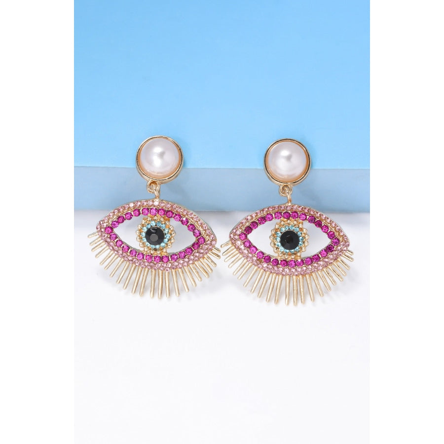 Evil Eye Shape Rhinestone Zinc Alloy Synthetic Dangle Earrings