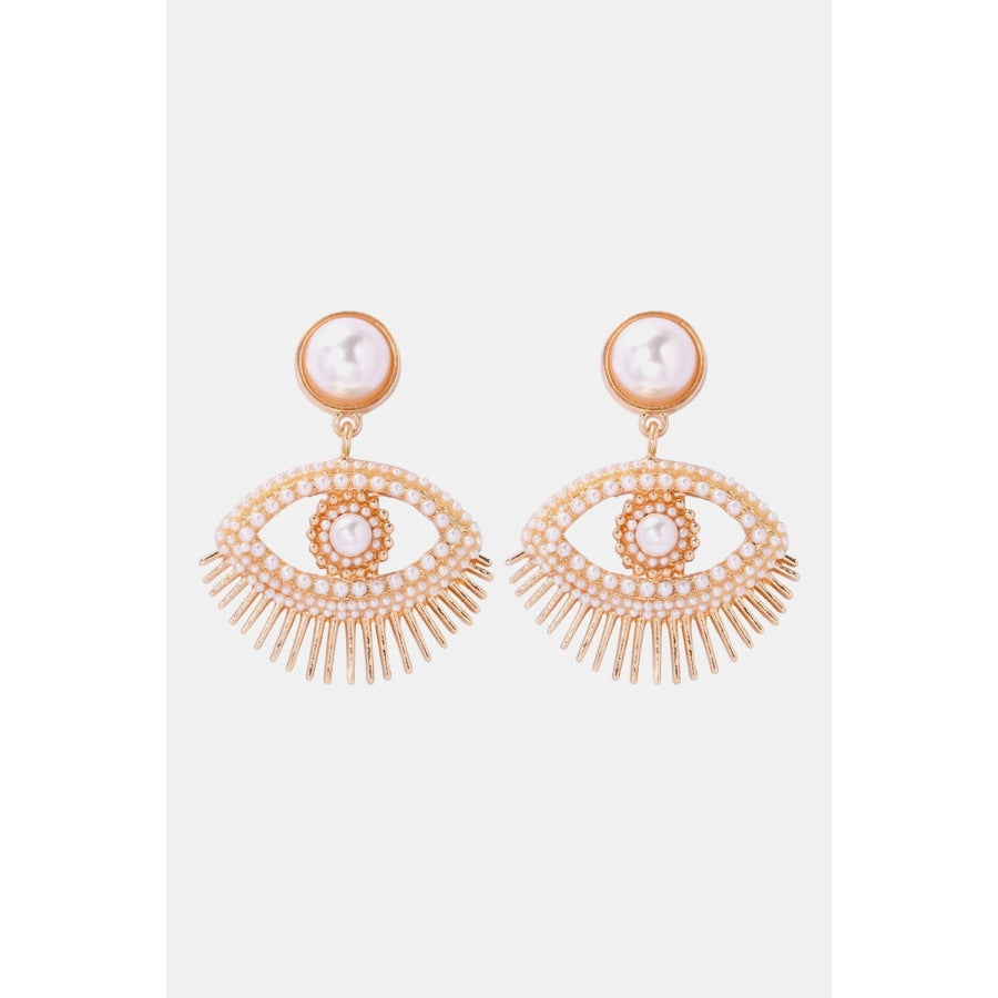 Evil Eye Shape Rhinestone Zinc Alloy Synthetic Dangle Earrings White / One Size