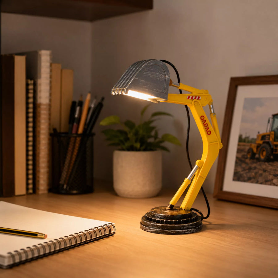 Excavator Shaped Decorative Desk Lamp Yellow / One Size Apparel and Accessories