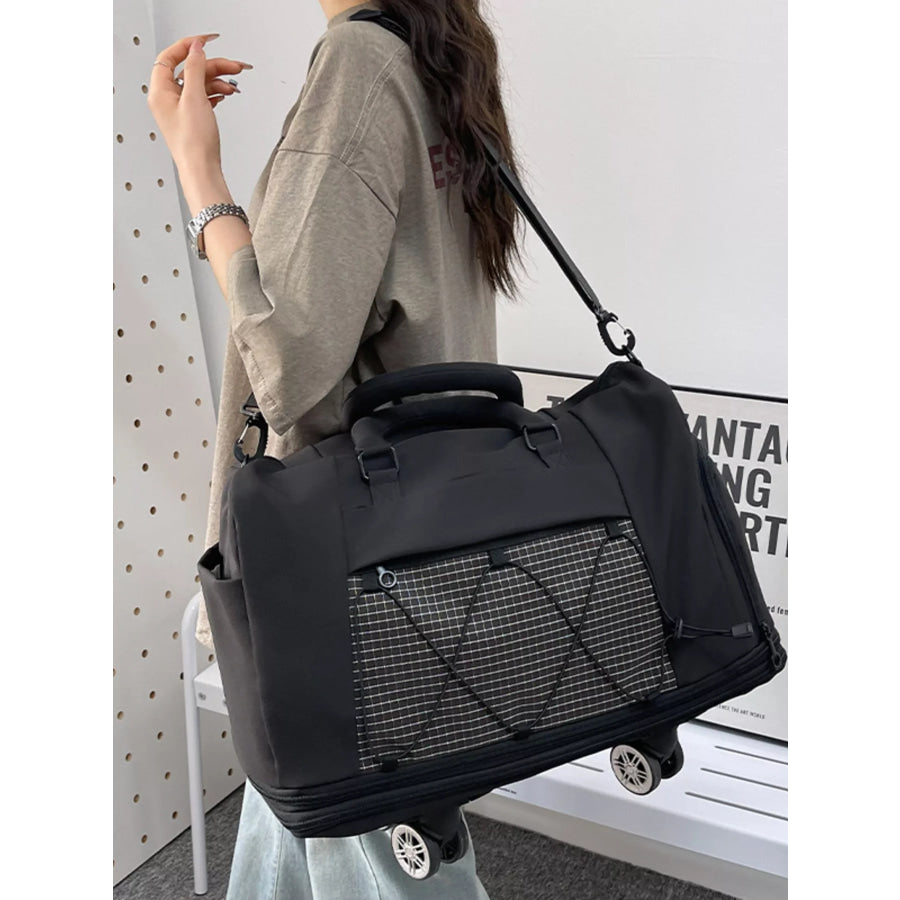 Expandable Rolling Duffel Bag Black / One Size Apparel and Accessories