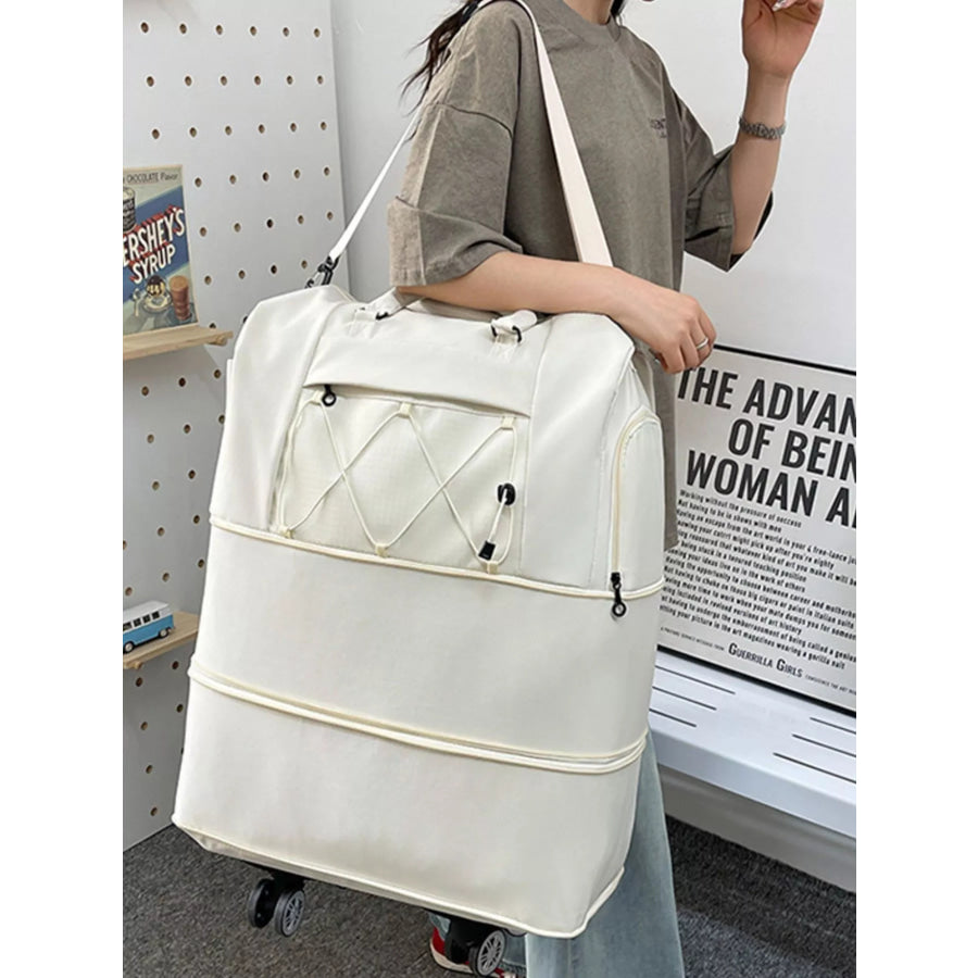 Expandable Rolling Duffel Bag Off-white / One Size Apparel and Accessories