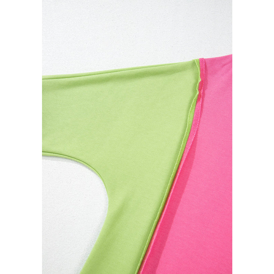 Exposed Seam Color Block Long Sleeve Sweatshirt Apparel and Accessories