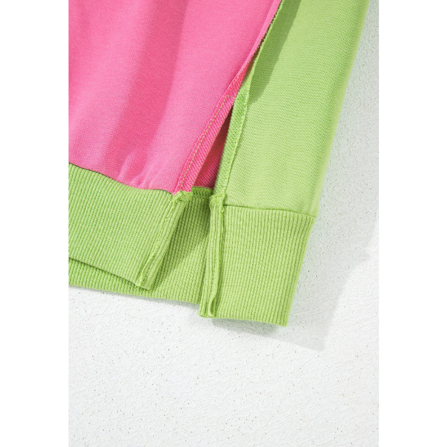 Exposed Seam Color Block Long Sleeve Sweatshirt Apparel and Accessories