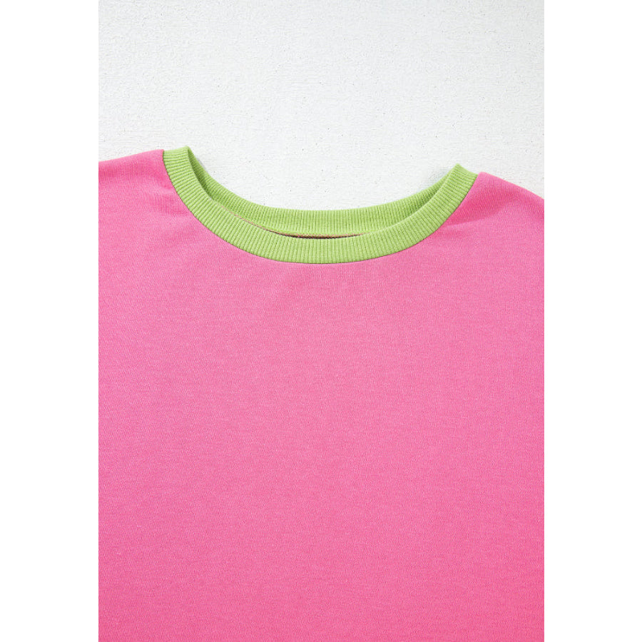 Exposed Seam Color Block Long Sleeve Sweatshirt Apparel and Accessories