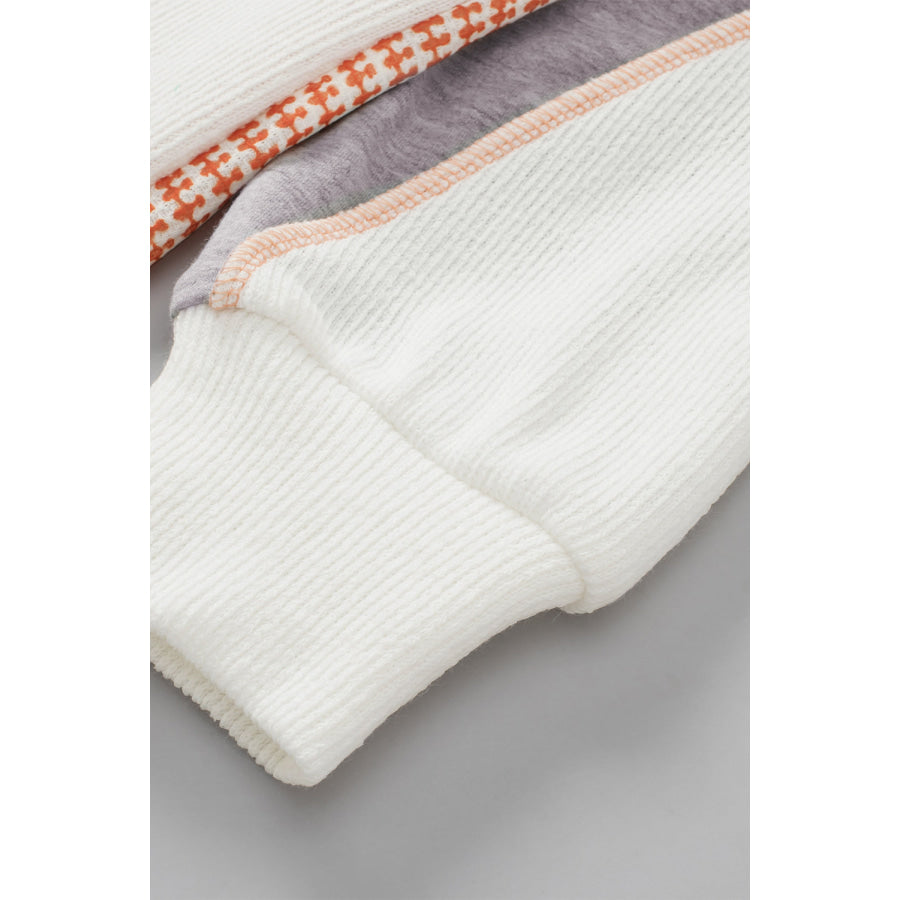 Exposed Seam Color Block Round Neck Top Apparel and Accessories