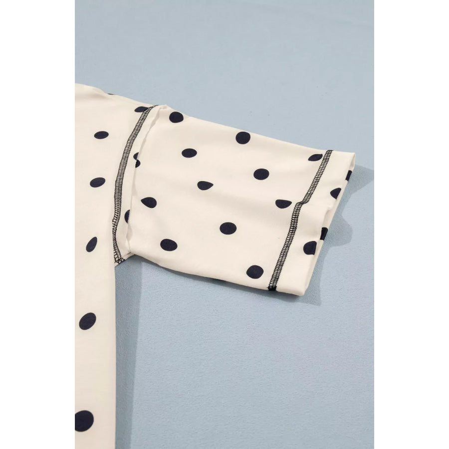 Exposed Seam Detail Polka Dot Loose Tee Drawstring Shorts Set Apparel and Accessories