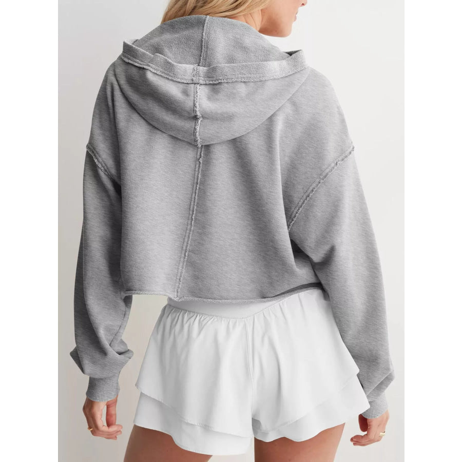 Exposed Seam Dropped Shoulder Hoodie Apparel and Accessories