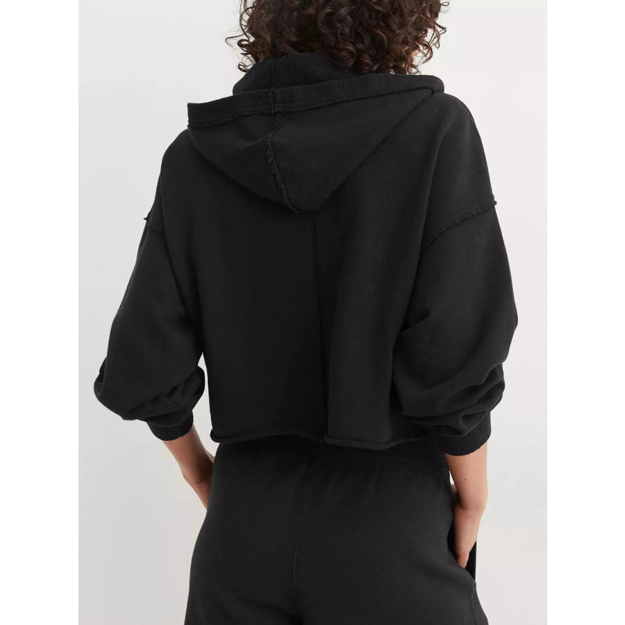 Exposed Seam Dropped Shoulder Hoodie Apparel and Accessories