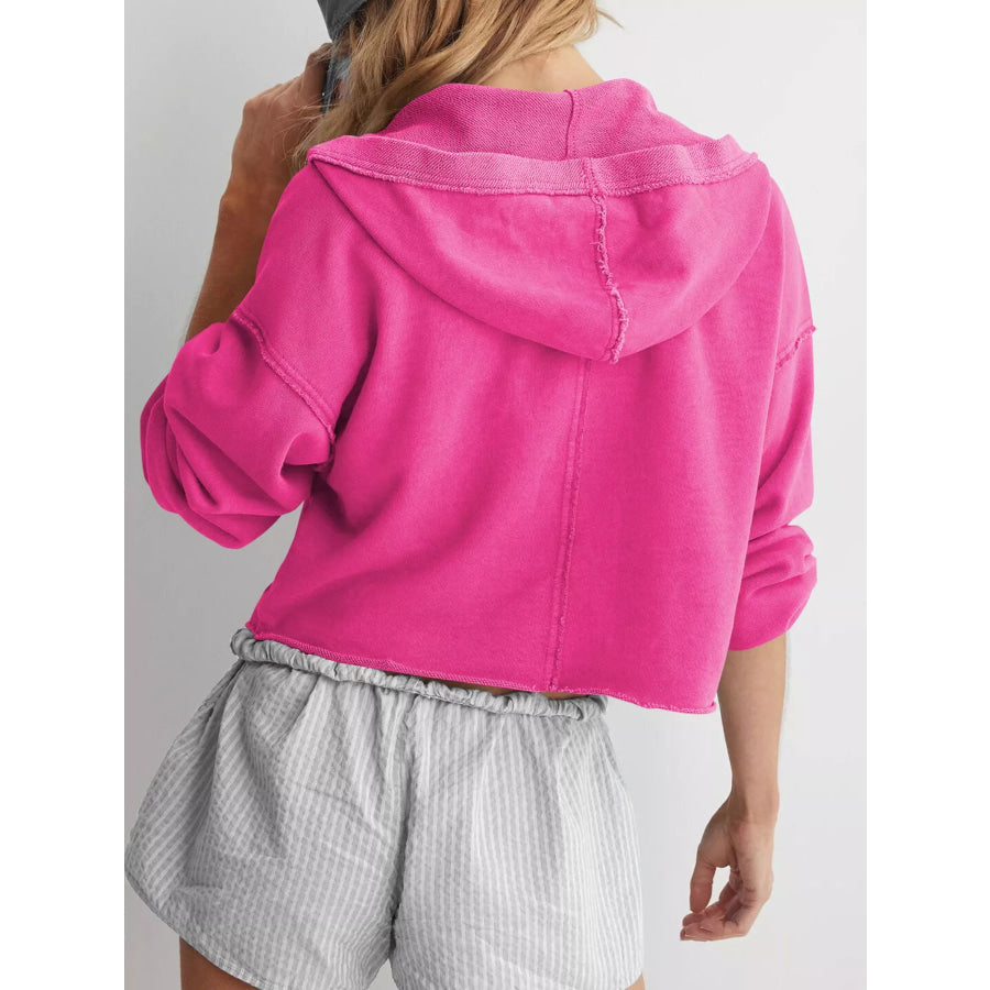 Exposed Seam Dropped Shoulder Hoodie Apparel and Accessories