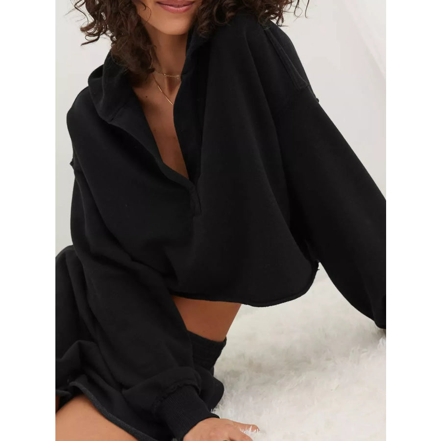 Exposed Seam Dropped Shoulder Hoodie Apparel and Accessories