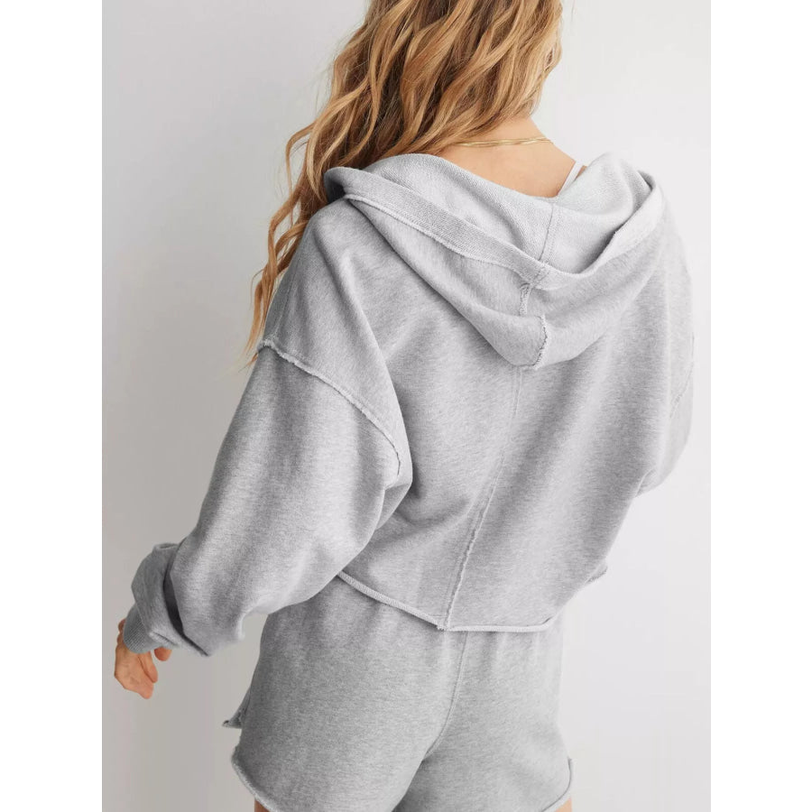 Exposed Seam Dropped Shoulder Hoodie Apparel and Accessories