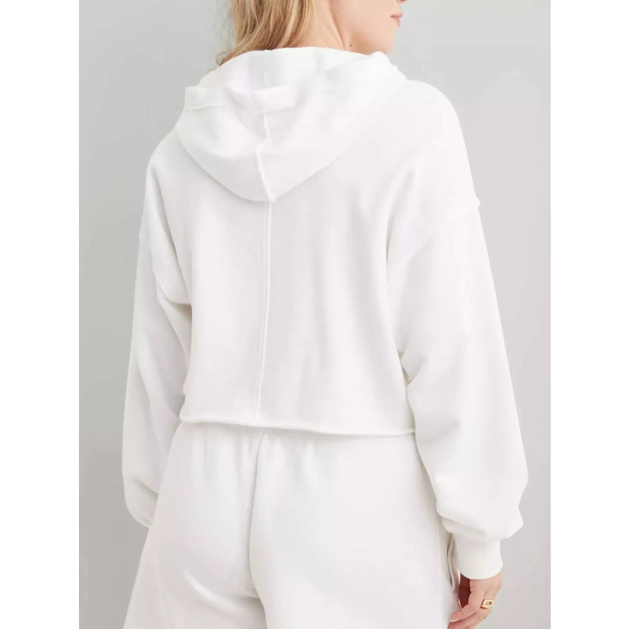Exposed Seam Dropped Shoulder Hoodie Apparel and Accessories
