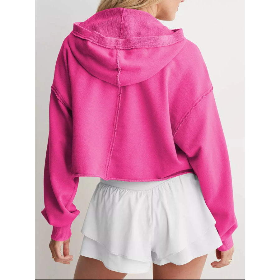Exposed Seam Dropped Shoulder Hoodie Apparel and Accessories