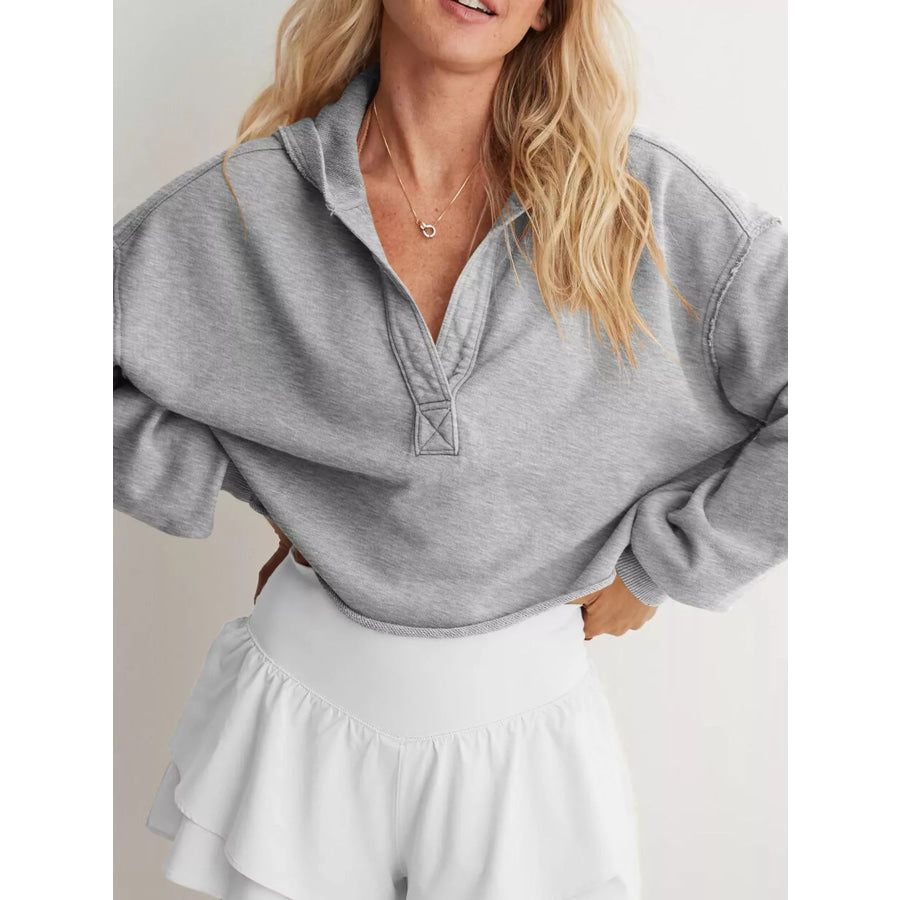 Exposed Seam Dropped Shoulder Hoodie Apparel and Accessories