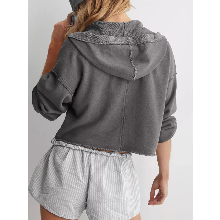 Exposed Seam Dropped Shoulder Hoodie Apparel and Accessories