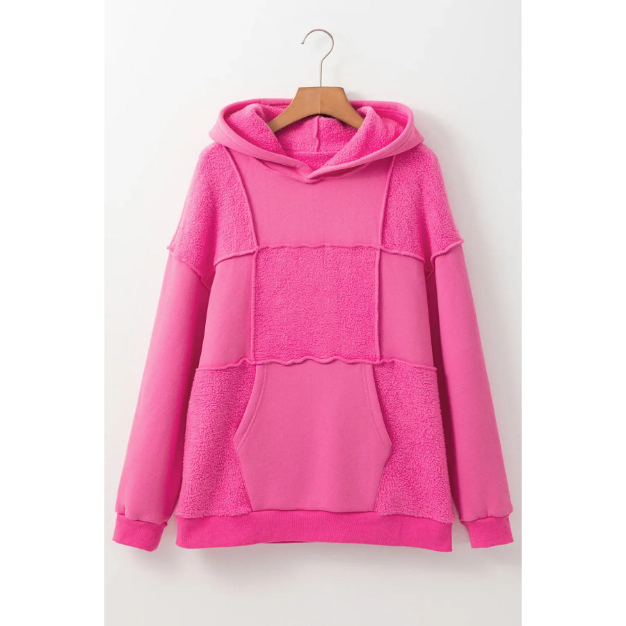 Exposed Seam Dropped Shoulder Long Sleeve Hoodie Apparel and Accessories