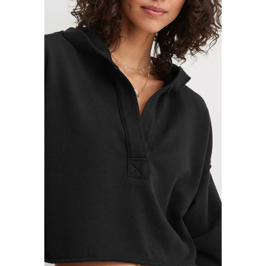 Exposed Seam Long Sleeve Hoodie Apparel and Accessories