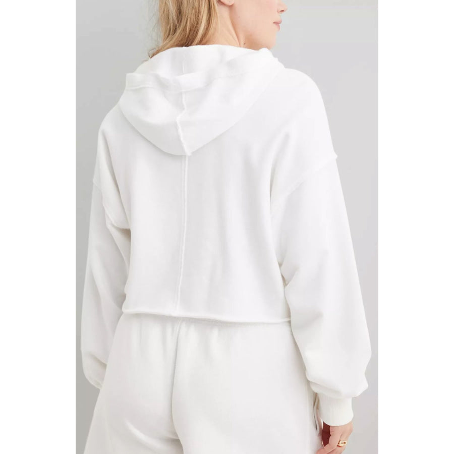 Exposed Seam Long Sleeve Hoodie Apparel and Accessories