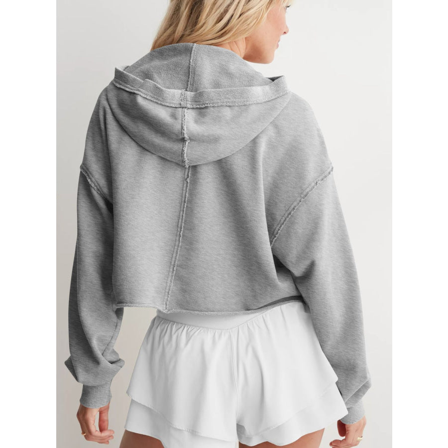 Exposed Seam Long Sleeve Hoodie Apparel and Accessories