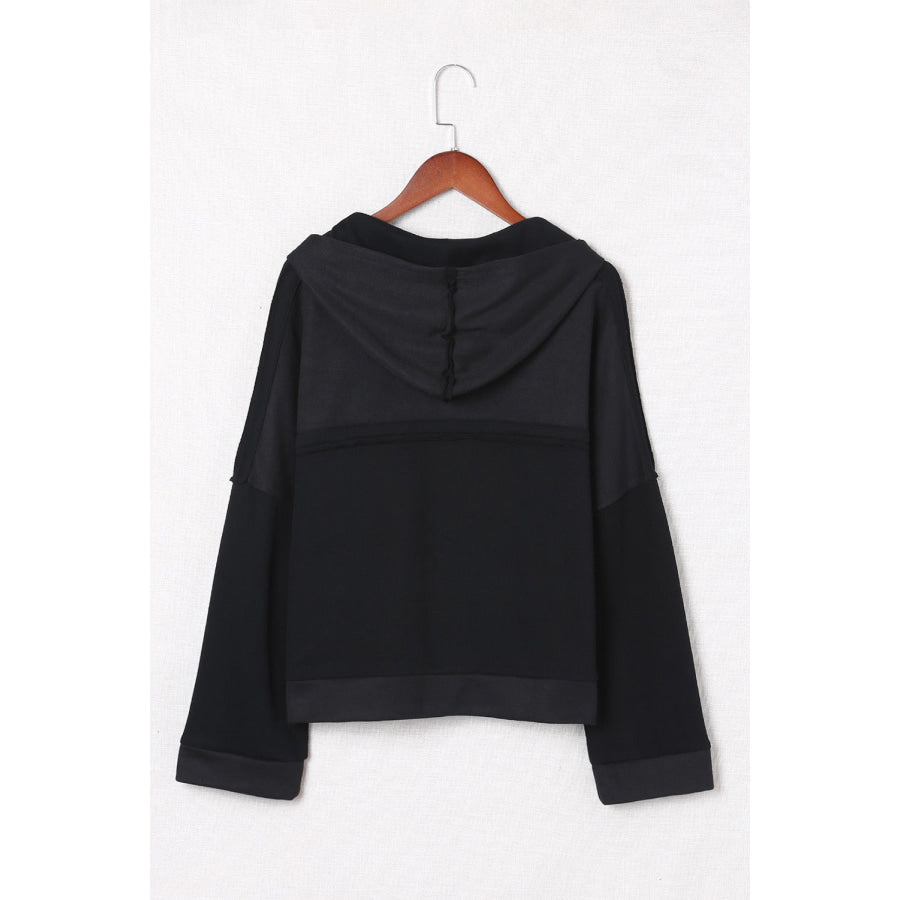 Exposed Seam Long Sleeve Hoodie Apparel and Accessories