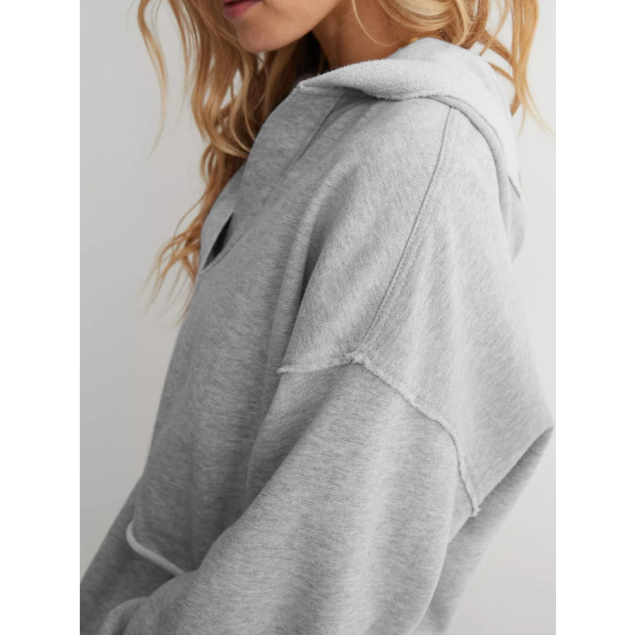 Exposed Seam Long Sleeve Hoodie Apparel and Accessories