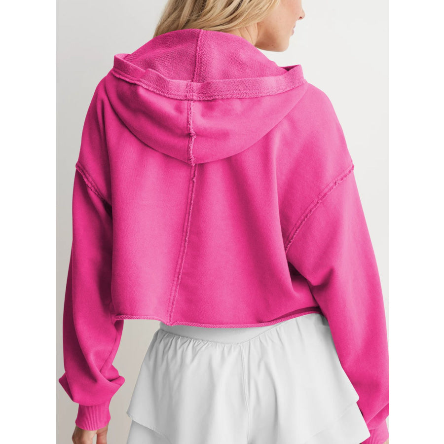 Exposed Seam Long Sleeve Hoodie Apparel and Accessories