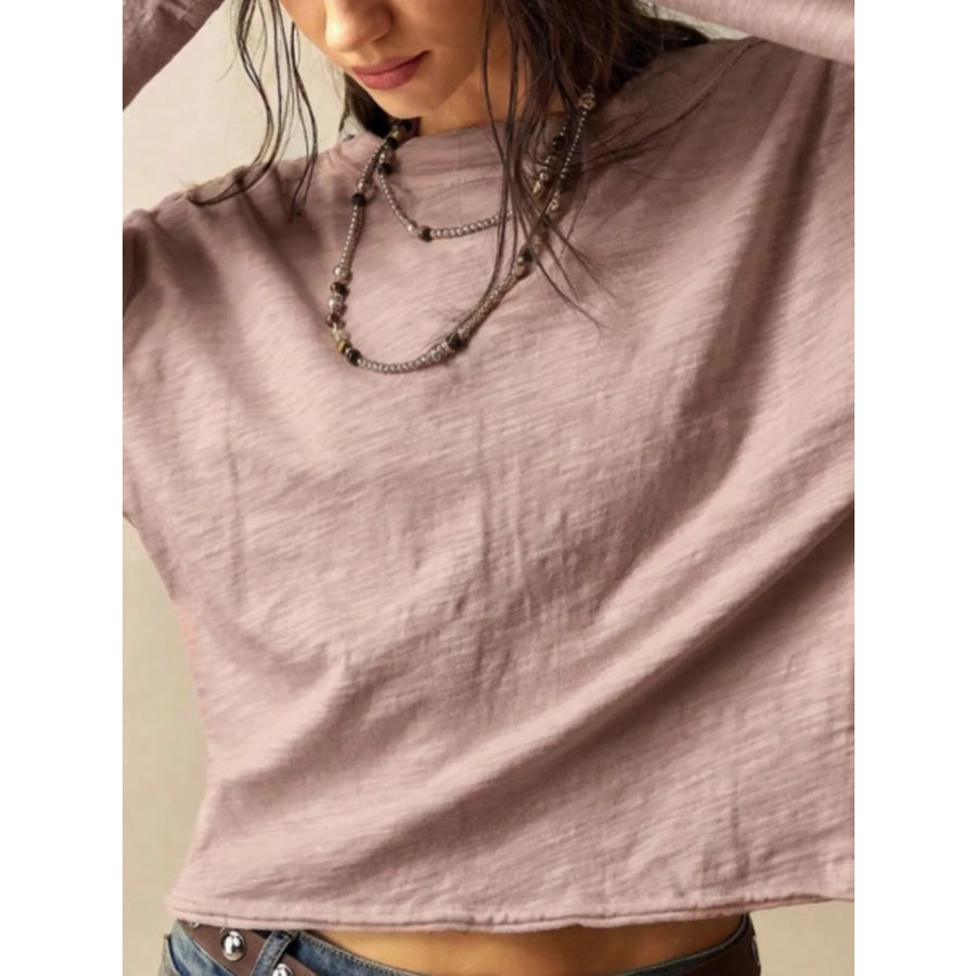Exposed Seam Long Sleeve Shirt with Two Way to Wear Apparel and Accessories